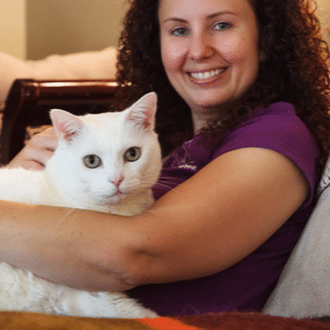 Whiskers at Home founder, Jessica, and cat