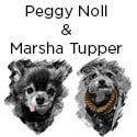 text: Peggy Noll and Marsha Tupper with two photos of dogs