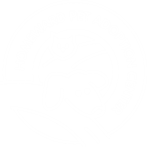 Logo for Homeward Pet Adoption Center, featuring a simple outline illustration of a dog and a cat inside a circular design with the organizations name wrapped around the circle.